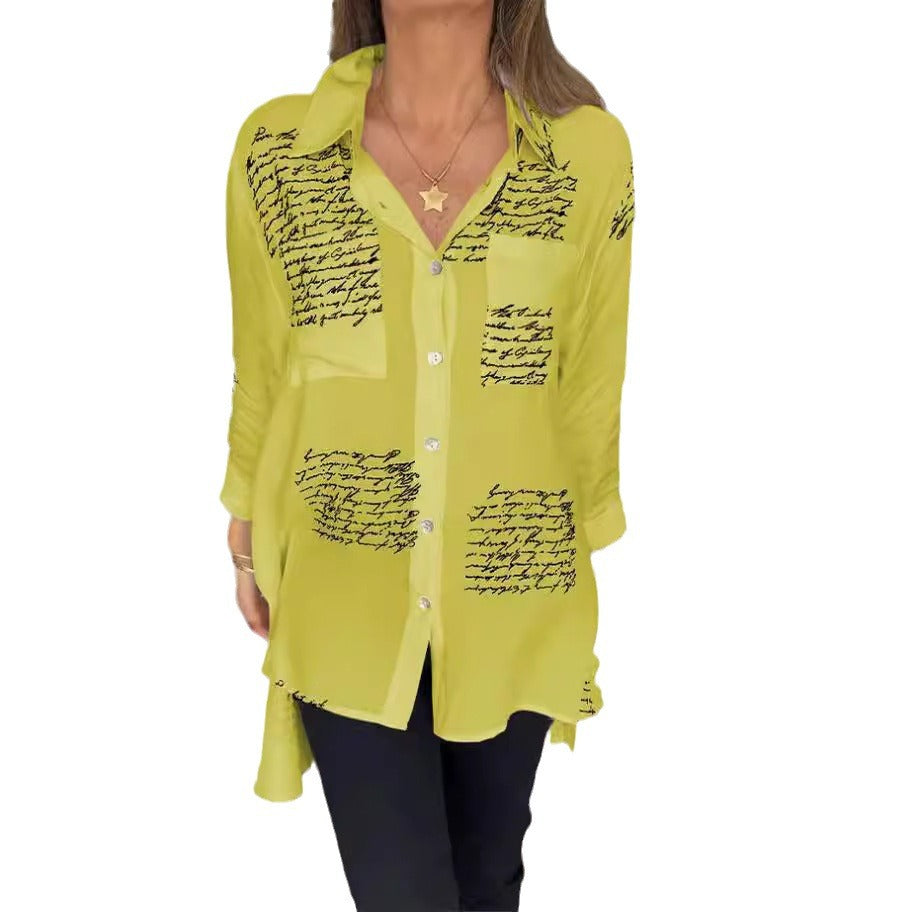 Damen Bluse mit modernem Schreibdesign und lockerer Passform EB