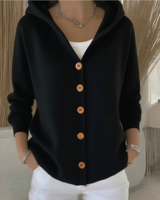 Damen nan Kapuzen-Cardigan mit Knopfleiste und lässiger Oversize-Passform EB