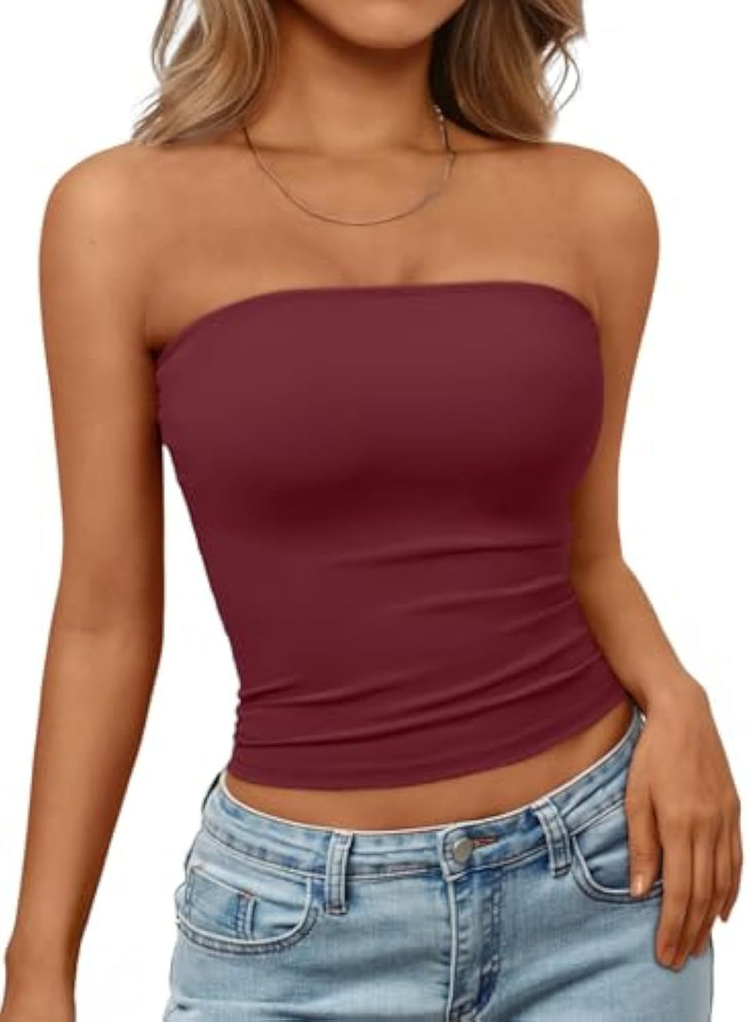 Damen Bandeau-Oberteil aus elastischem Material mit figurbetontem Schnitt EB