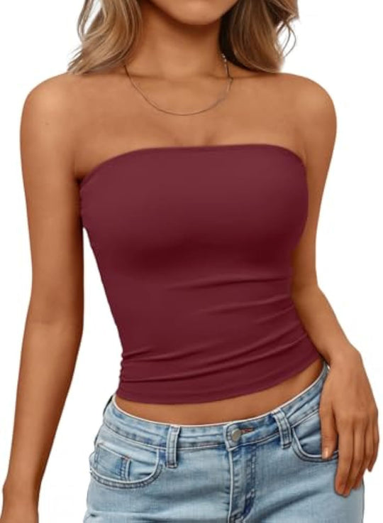 Damen Bandeau-Oberteil aus elastischem Material mit figurbetontem Schnitt EB