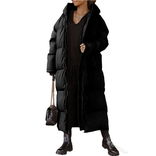 Damen Lange Steppjacke mit Kapuze EB