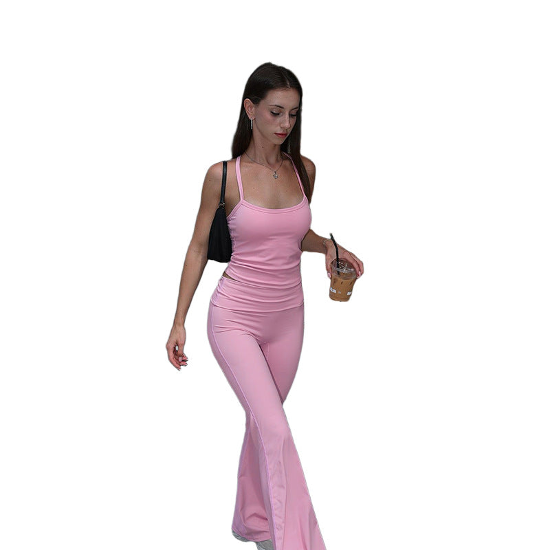 Damen figurbetontes Freizeit-Set mit schmalem Schnitt und Spaghetti-Trägern EB