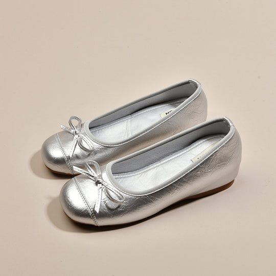 Damen Ballerinas mit elegantem Glanz und feiner Schleife EB