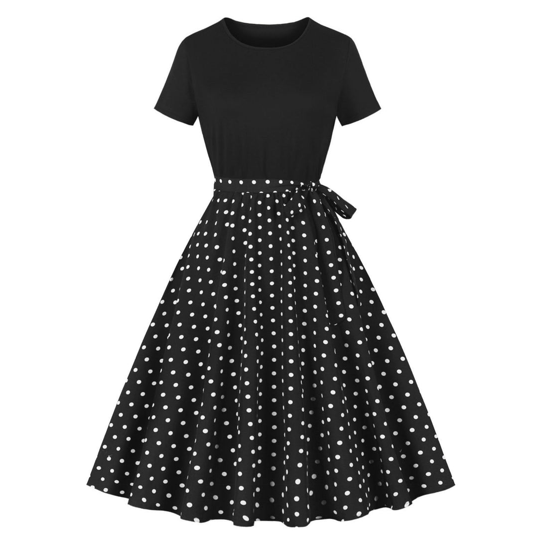 Damen Elegantes Spitzen-Kleid mit kontrastierendem Oberteil und fließendem Rock EB