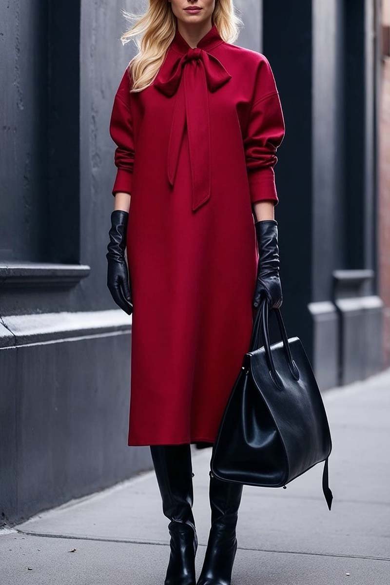 Damen Modisches Maxikleid mit elegantem Kragen und schmeichelndem Schnitt EB