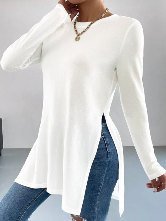 Damen Longsleeve Tunika mit seitlichen Schlitzdetails EB