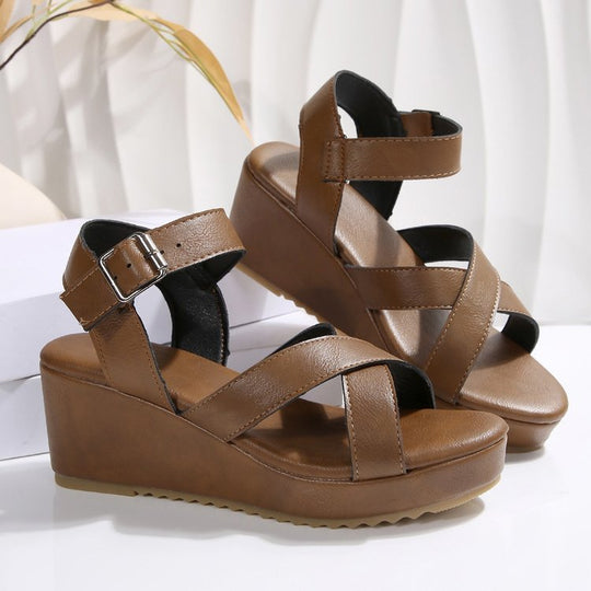 Damen Wedge-Sandalen mit anatomisch geformtem Fußbett und verstellbarem Riemen EB
