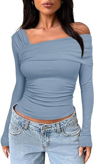 Damen Wickelshirt mit asymmetrischem Ausschnitt und raffiniertem Stretch EB