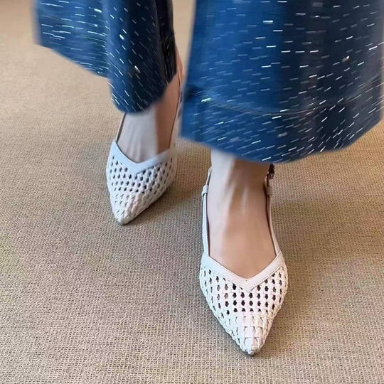 Damen Slingback-Pumps mit geflochtener Oberflächenstruktur und elegantem Absatz EB