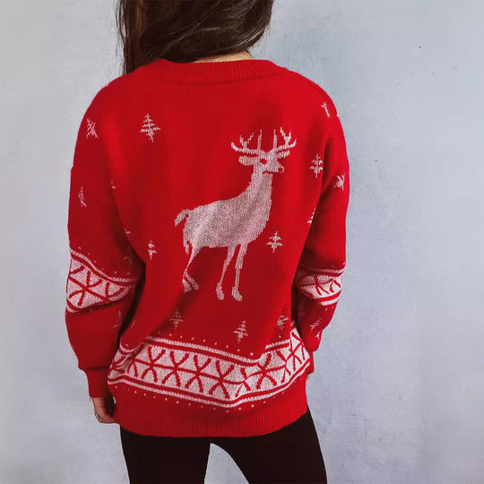 Damen Weihnachts-Pullover mit festlichem Rentier-Motiv und weichem Strick EB