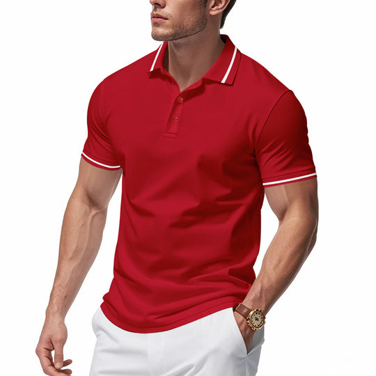 Herren nan atmungsaktives Interlock-Poloshirt mit Kontrast-Tipping, kurzer Knopfleiste und schmaler Silhouette EB