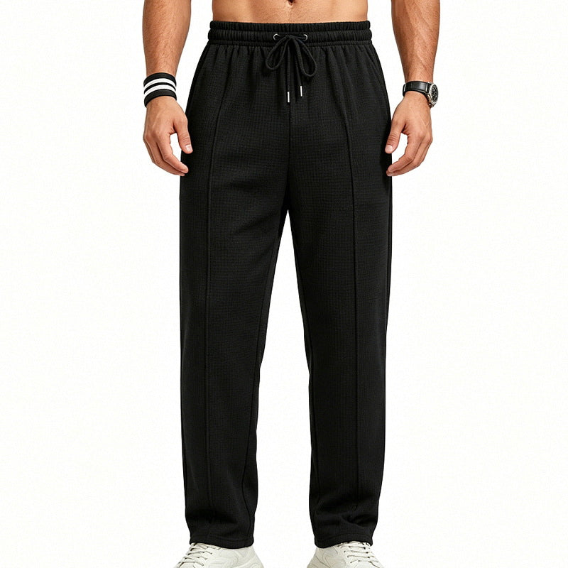 Herren Texturierte Relax-Fit Jogginghose mit Bügelfalte und Kordelzug EB