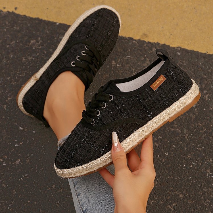 Damen  atmungsaktive Strick-Espadrilles mit geflochtener Jute-Sohle und flexiblem Memory-Fußbett EB