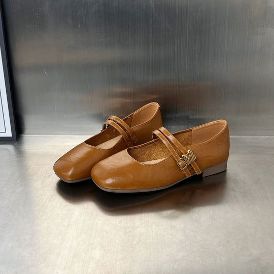 Damen Elegante Ballerinas mit doppeltem Riemendesign und komfortabler Innensohle EB