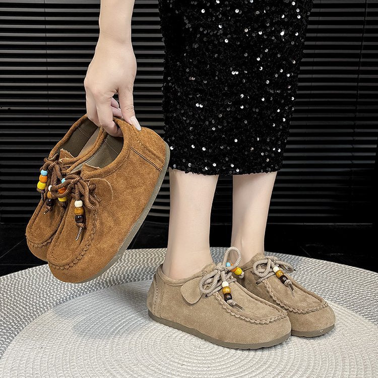 Damen Mokassin-Schuhe mit bunten Schnürdetails EB