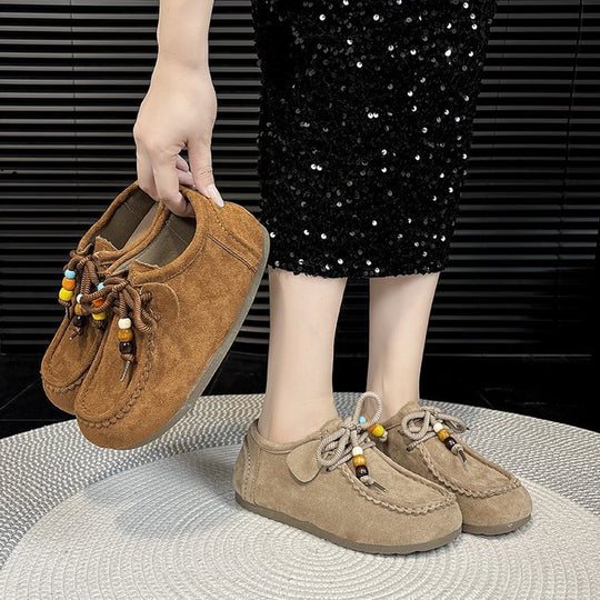 Damen Mokassin-Schuhe mit bunten Schnürdetails EB