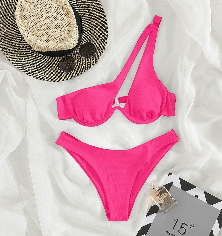 Damen Triangel-Bikini mit asymmetrischem Schnitt und gepolstertem Oberteil EB