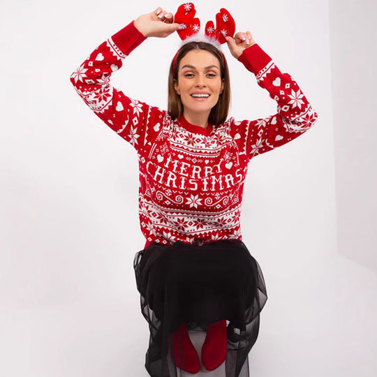Damen Weihnachts-Pullover mit festlichem Motiv und kuscheligem Strick EB