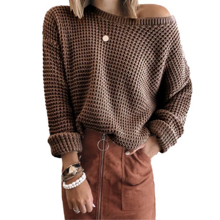 Damen lässiger Strickpullover im modernen Netzdesign EB