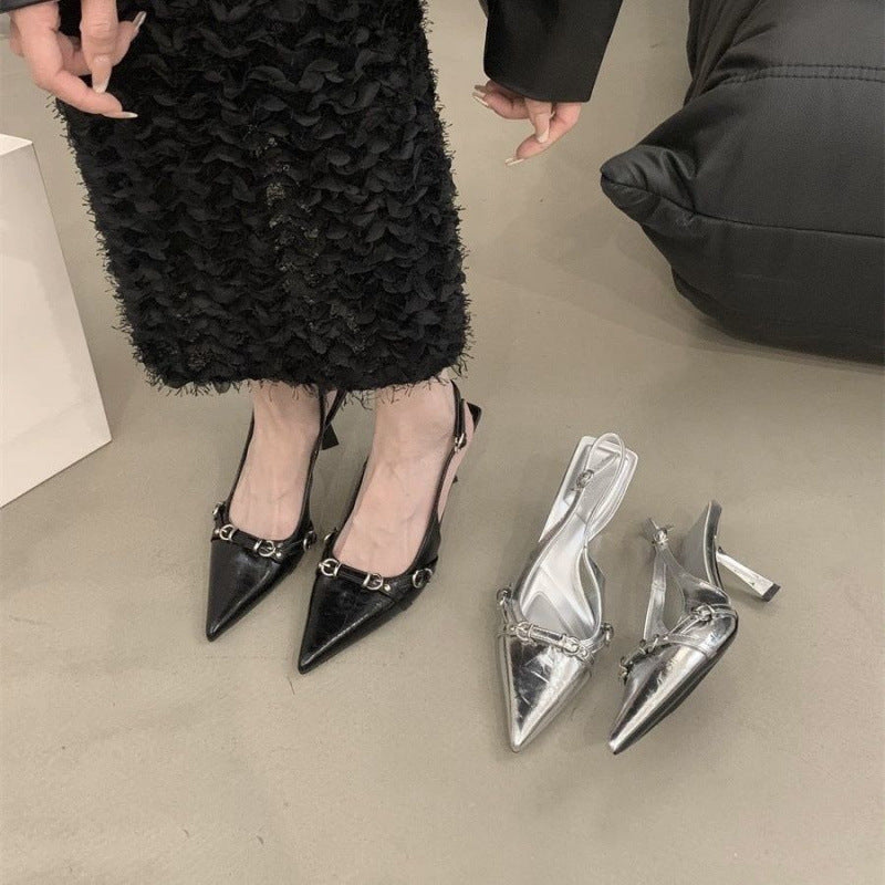 Damen Slingback High Heels mit eleganter Schnallenverzierung EB