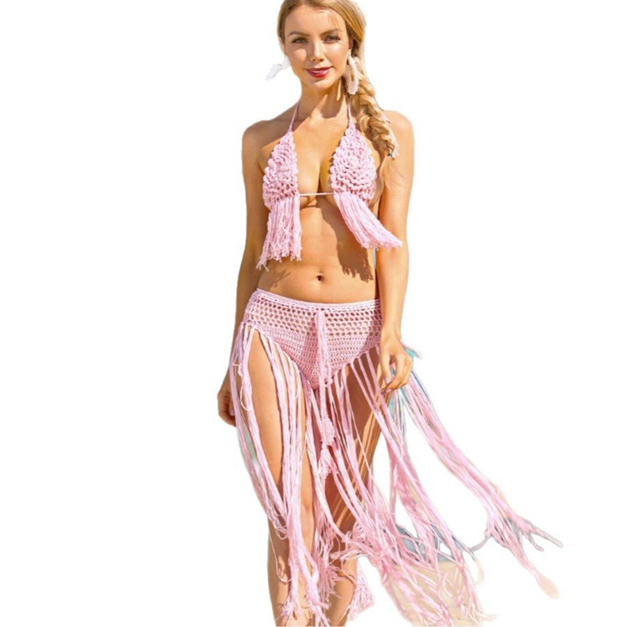 Damen Häkel-Bikini-Set mit fransigen Details EB