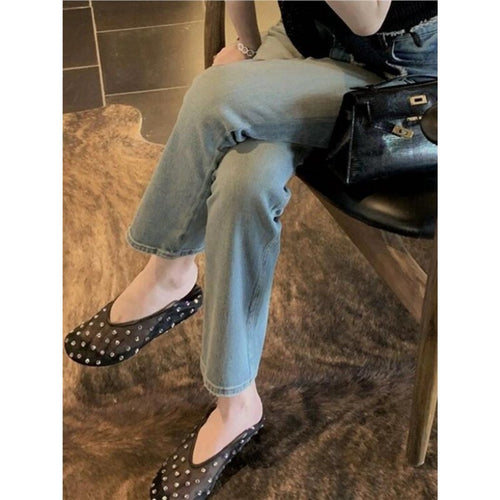 Damen modische Slipper mit funkelnden Strassverzierungen EB
