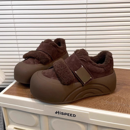 Damen Clogs mit flauschigem Innenfutter und verstellbarem Klettverschluss EB