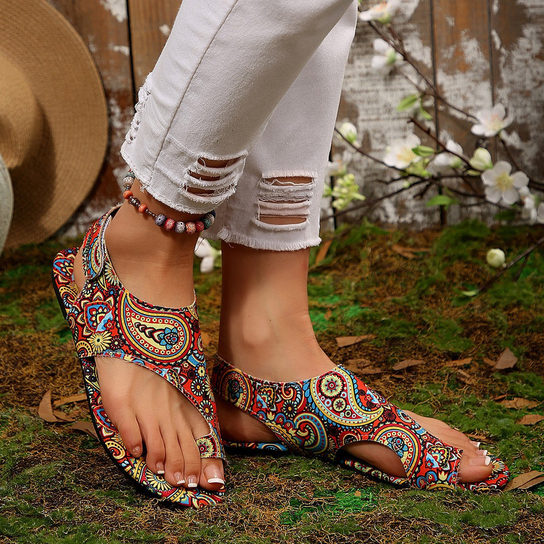 Damen modische Sandalen mit floralem Muster und komfortablem Fußbett EB