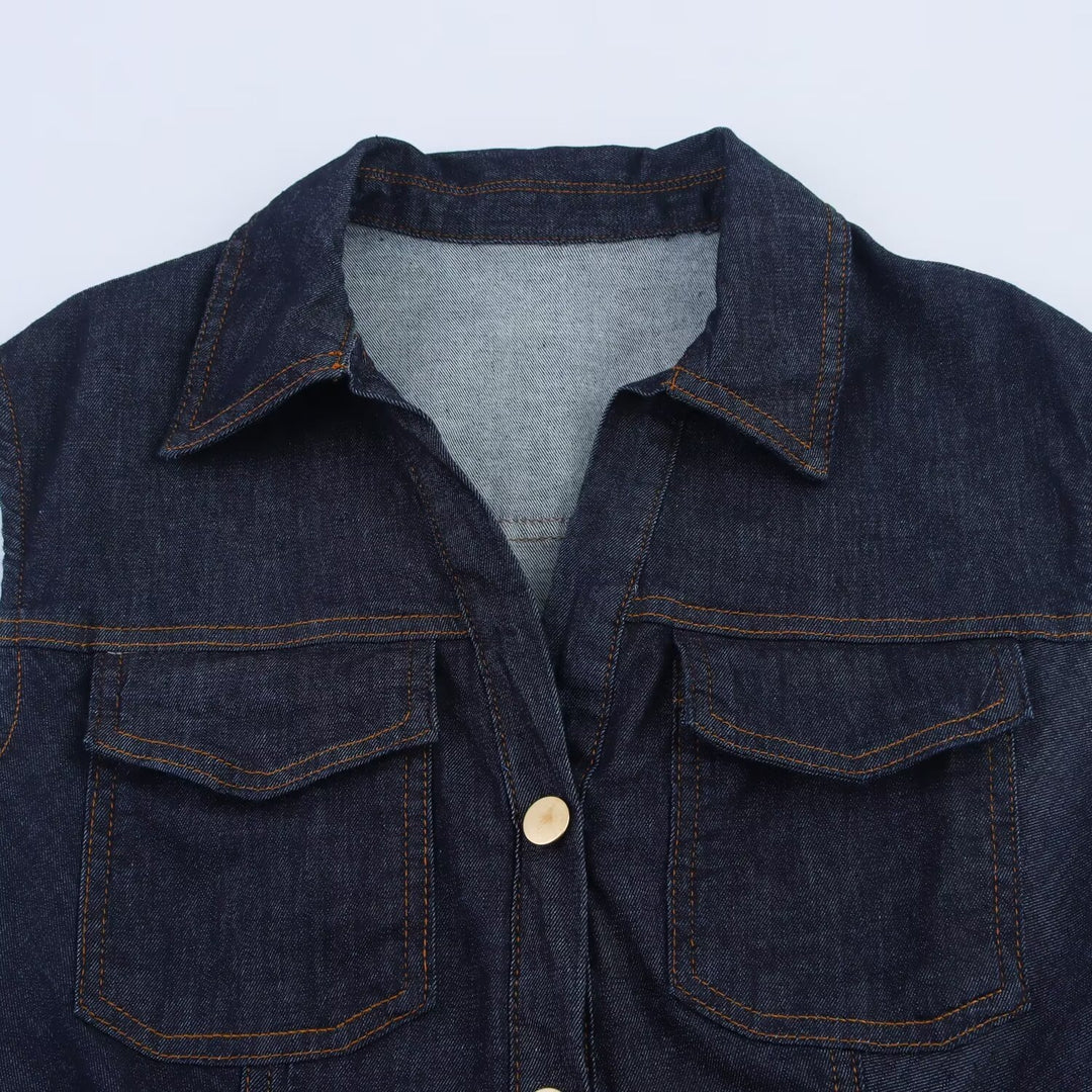 Damen Jeanskleid mit tailliertem Schnitt und praktischen Taschen EB