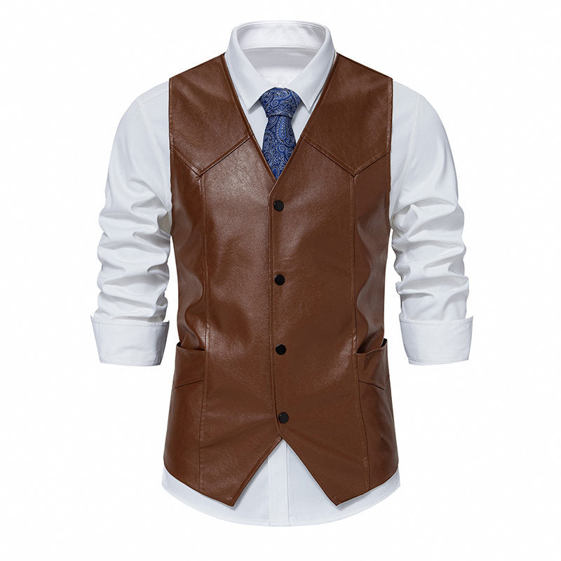 Herren elegante Kunstlederweste EB