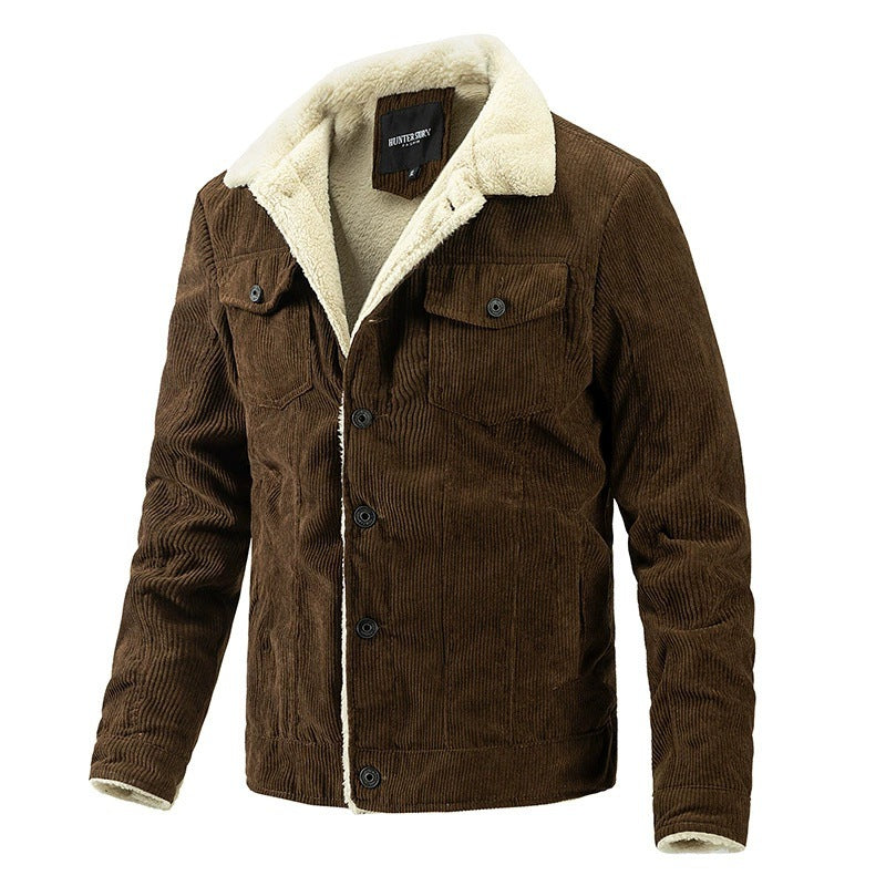 Herren kuschelige Cord-Jacke mit warmem Futter EB