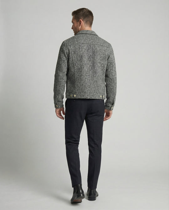 Herren kurzer Bouclé Blouson mit kastiger Silhouette Pattentaschen und Rippbündchen EB