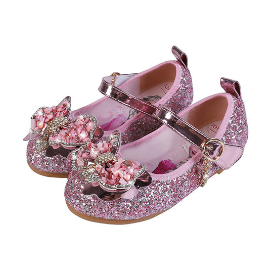 Mädchen Glitzernde Ballerinas mit dekorativer Blumenapplikation EB