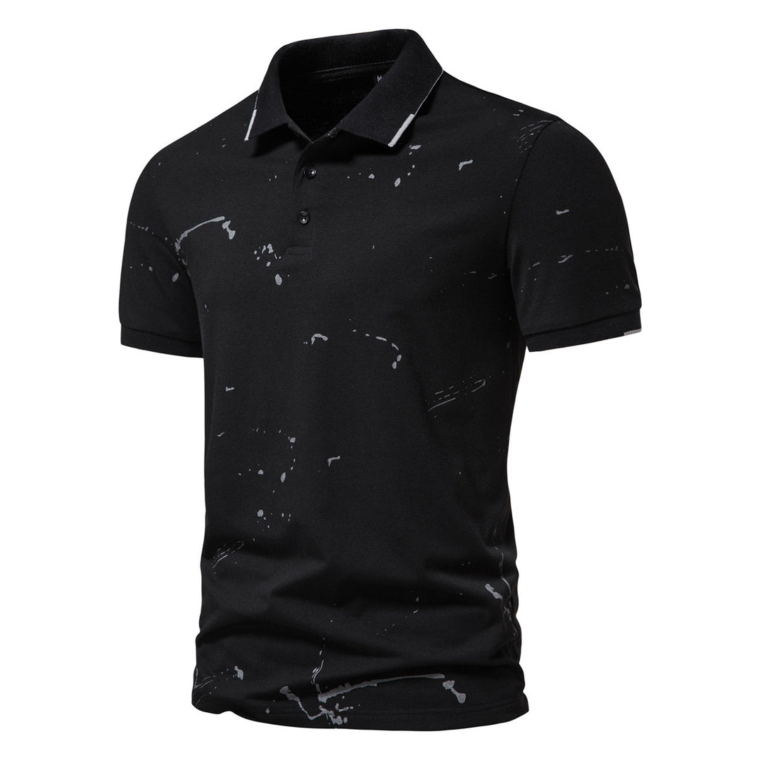 Herren Poloshirt mit kreativen Spritzdruck und hochwertiger Baumwolle EB