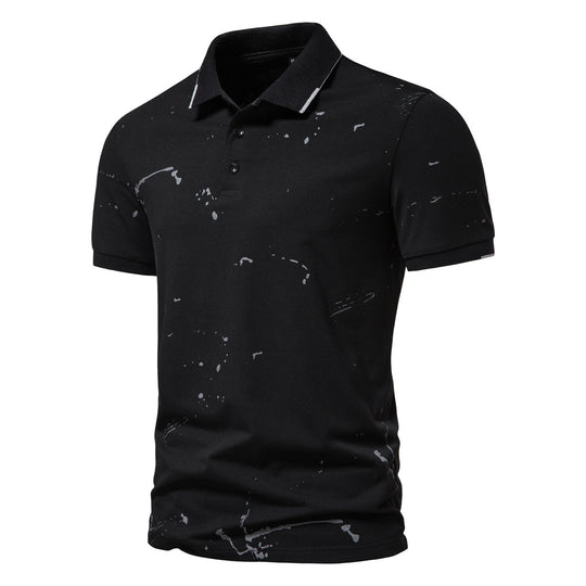 Herren Poloshirt mit kreativen Spritzdruck und hochwertiger Baumwolle EB