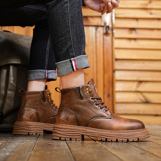 Damen robuste Schnürboots aus hochwertigem Kunstleder EB