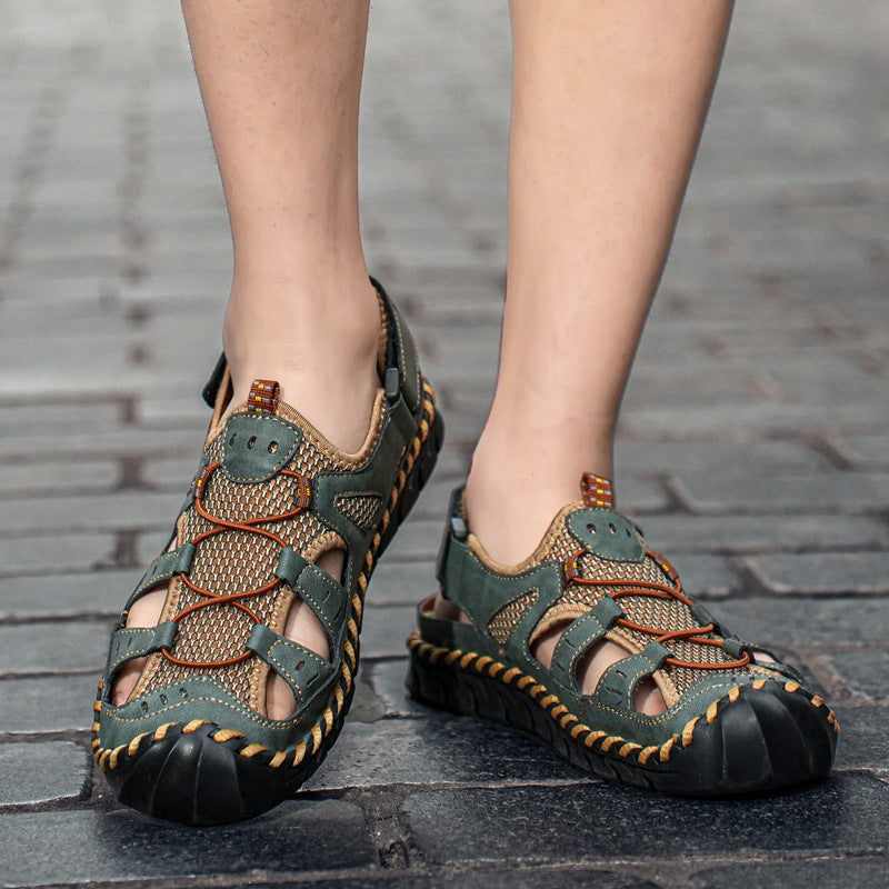 Damen Sportliche Leder-Sandalen mit atmungsaktiven Einsätzen und rutschfester Sohle EB