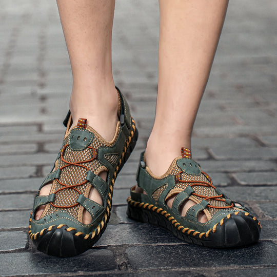 Damen Sportliche Leder-Sandalen mit atmungsaktiven Einsätzen und rutschfester Sohle EB