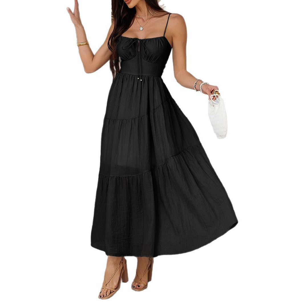 Damen Maxi Sommerkleid mit Tüllschichten und schmalen Trägern EB
