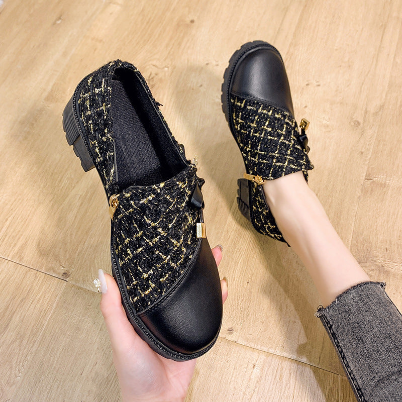 Damen Trendige Booties mit modischem Tweed-Obermaterial und dekorativer Schleife EB