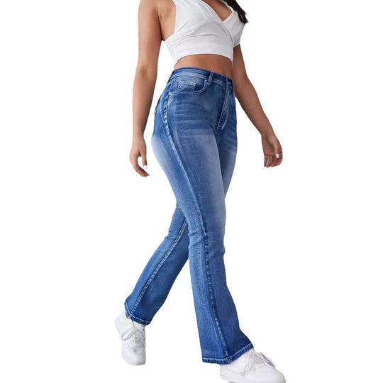 Damen Bootcut-Jeans mit hohem Taillenbund und Stretch-Anteil EB