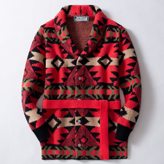 Damen Strickjacke mit gemustertem Design und breitem Schalkragen EB