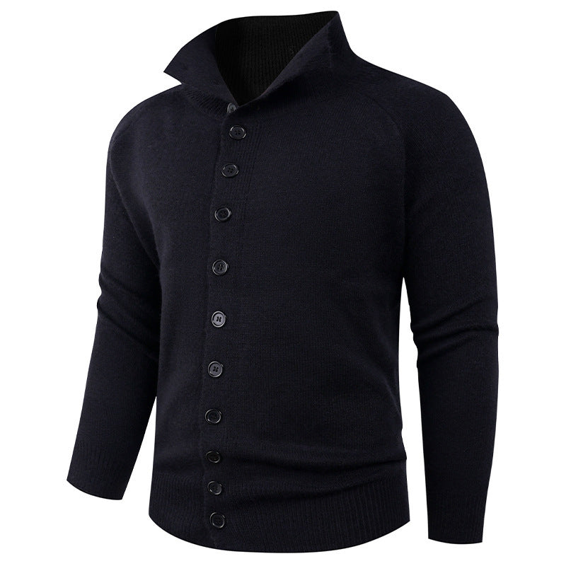 Herren Strickpullover mit hohem Kragen und Knopfverschluss EB