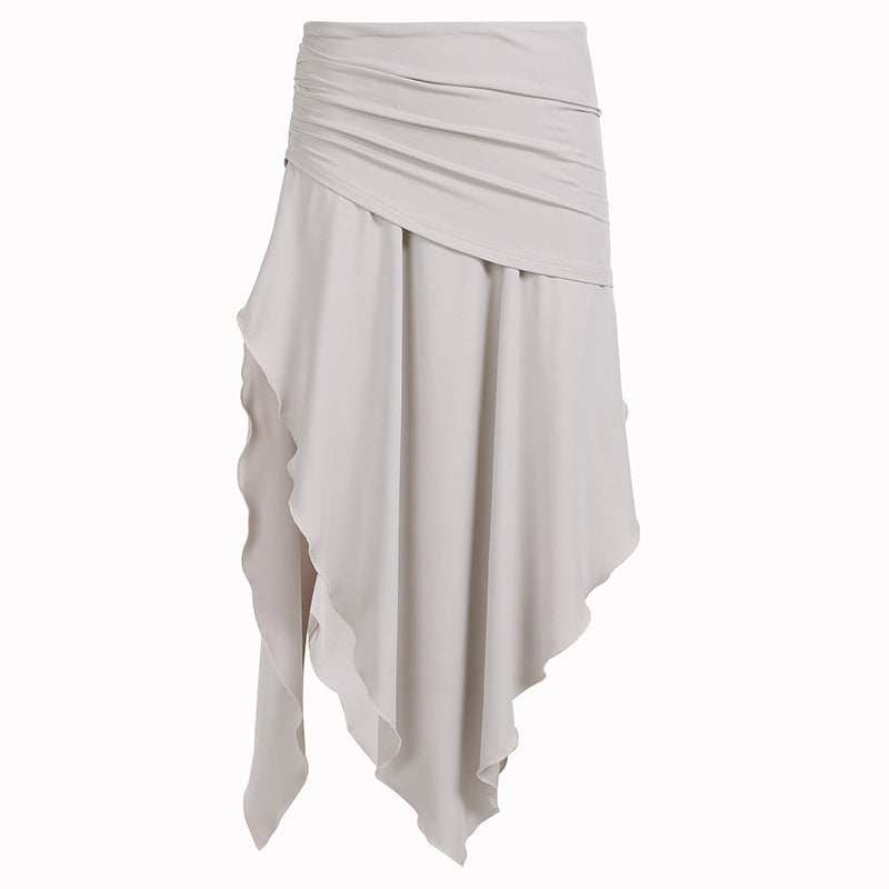 Damen asymmetrischer Wickelrock mit elegantem Faltenwurf EB