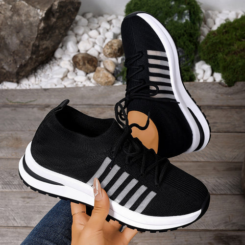 Damen Sportliche Sneaker mit atmungsaktiver Strickoberfläche und rutschfester Sohle EB