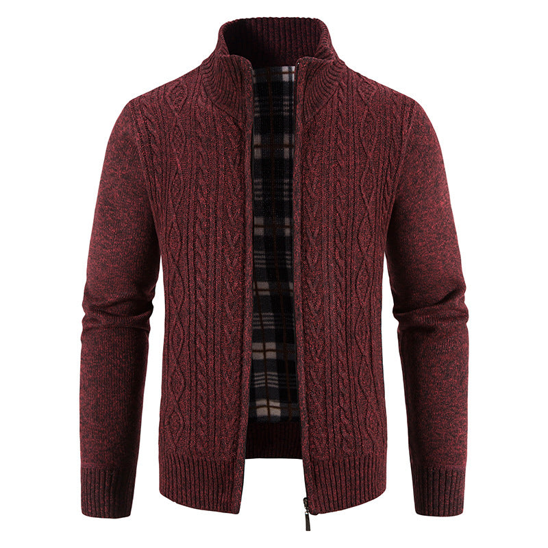 Herren Strickjacke mit hochschließendem Kragen und strukturiertem Design EB