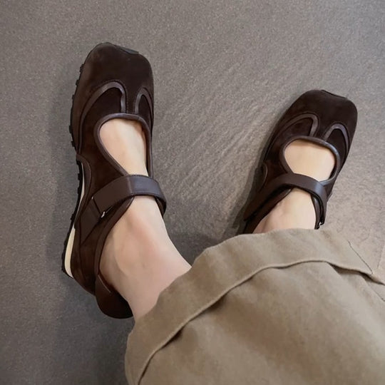 Damen Halbschuhe mit dekorativem Riemen und ergonomischer Sohle EB