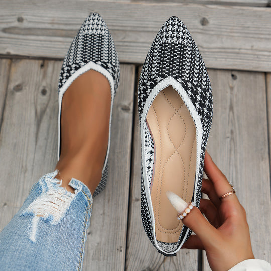 Damen spitze Ballerinas mit atmungsaktivem Strickdesign EB