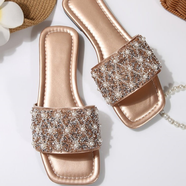 Damen Glamouröse Riemchen-Sandalen mit funkelnder Strass-Applikation EB