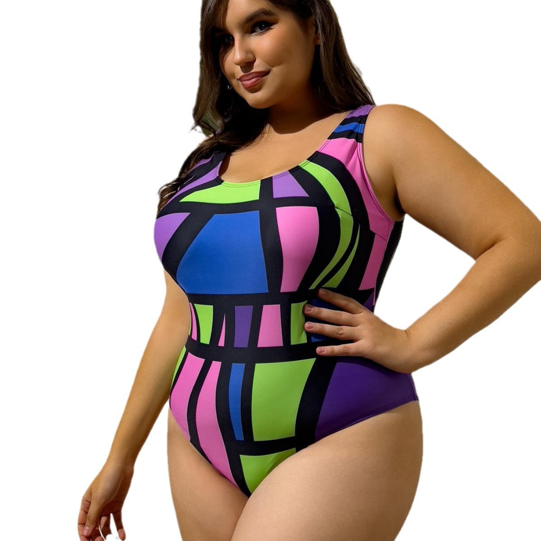 Damen Einteiler Badeanzug mit geometrischem Design EB